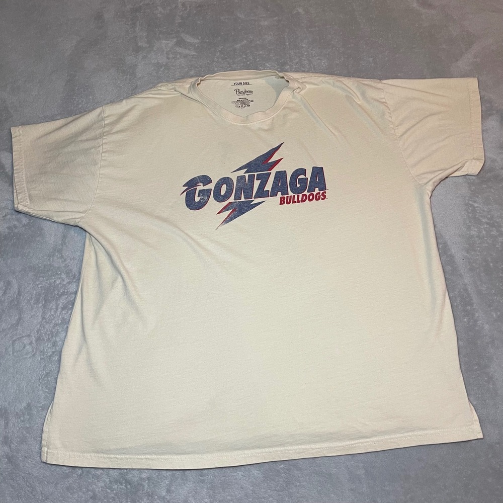 Gonzaga Bulldogs T-Shirt Mens 2XL Cream Pressbox Oversized Cotton Graphic Tee